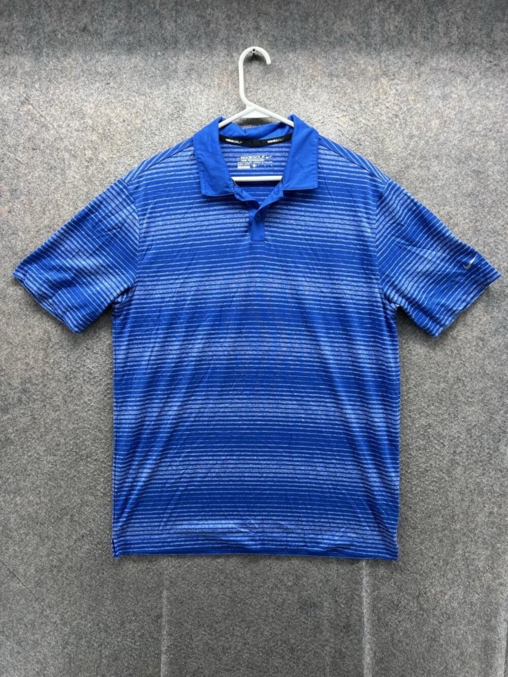 Nike Golf Polo Shirt Men Large Blue Striped Dri-FIT Tour Performance Golf Jersey